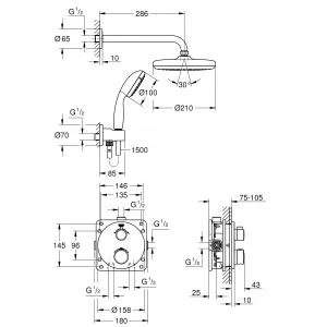Душевая система GROHE Precision Trend с верхним душем Vitalio Start 210, хром (34733002) Душевая система GROHE Precision Trend с верхним душем Vitalio Start 210, хром (34733002)