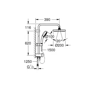 Душевая система GROHE New Tempesta 200 со смесителем (NB0044) Душевая система GROHE New Tempesta 200 со смесителем (NB0044)