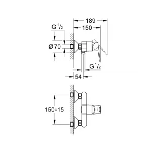 Смеситель для душа GROHE Start Loop, настенный монтаж, хром (23354000) Смеситель для душа GROHE Start Loop, настенный монтаж, хром (23354000)
