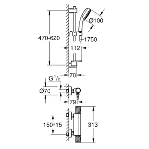 Термостат для душа внешнего монтажа GROHE QuickFix Precision Feel с душевым гарнитуром, хром (34791000) Термостат для душа внешнего монтажа GROHE QuickFix Precision Feel с душевым гарнитуром, хром (34791000)