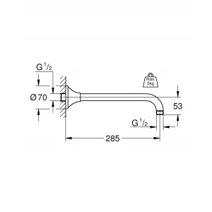 Душевой кронштейн GROHE Rainshower Grandera 285 мм, теплый закат глянец (27986DA0) Душевой кронштейн GROHE Rainshower Grandera 285 мм, теплый закат глянец (27986DA0)