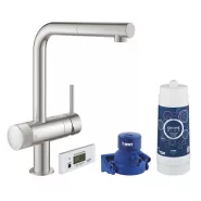 Смеситель для кухни, GROHE Blue Pure Minta, стартовый комплект, суперсталь, (30382DC0)