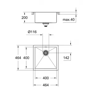Мойка GROHE из нержавеющей стали 40см с корзинчатым вентилем, 1 чаша, K700 Cube (31578SD0) Мойка GROHE из нержавеющей стали 40см с корзинчатым вентилем, 1 чаша, K700 Cube (31578SD0)