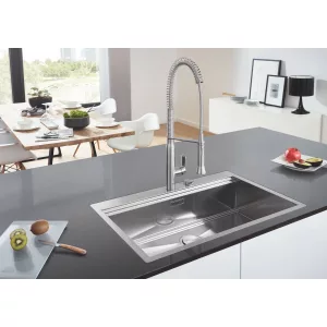 Мойка GROHE из нержавеющей стали с корзинчатым вентилем, расположение основной чаши слева, K1000 80-S 116/52 1.0 (31581SD0) Мойка GROHE из нержавеющей стали с корзинчатым вентилем, расположение основной чаши слева, K1000 80-S 116/52 1.0 (31581SD0)