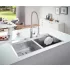 Мойка GROHE из нержавеющей стали, 2 чаши, без корзинчатого вентиля, K800 120-S 102,4/56 2.0 (31585SD0) Мойка GROHE из нержавеющей стали, 2 чаши, без корзинчатого вентиля, K800 120-S 102,4/56 2.0 (31585SD0)