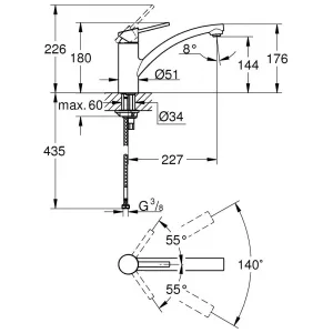 Смеситель для кухонной мойки GROHE Swift c низким изливом, хром (30358000) Смеситель для кухонной мойки GROHE Swift c низким изливом, хром (30358000)