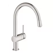 Смеситель для кухонной мойки GROHE Vento с выдвижным C-образным изливом, суперсталь (30434DC0)