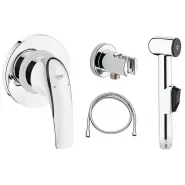 Готовый комплект для гигиенического душа GROHE BauCurve: встраиваемый смеситель, гигиенический душ со шлангом и держателем, хром (123072-B)