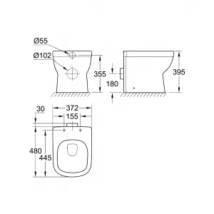 Унитаз напольный безободковый GROHE Euro Ceramic с бачком и сиденьем с микролифтом (NW0053) Унитаз напольный безободковый GROHE Euro Ceramic с бачком и сиденьем с микролифтом (NW0053)