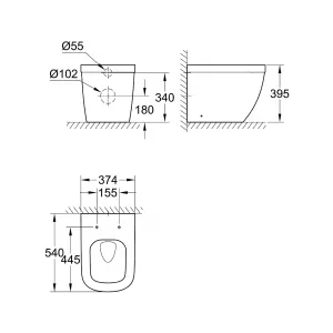 Унитаз напольный безободковый GROHE Euro Ceramic с бачком и сиденьем с микролифтом (NW0057) Унитаз напольный безободковый GROHE Euro Ceramic с бачком и сиденьем с микролифтом (NW0057)