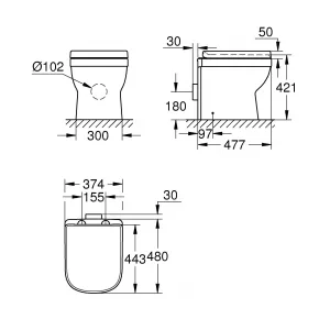 Унитаз напольный безободковый GROHE Euro Ceramic с бачком и сиденьем с микролифтом (NW0060) Унитаз напольный безободковый GROHE Euro Ceramic с бачком и сиденьем с микролифтом (NW0060)