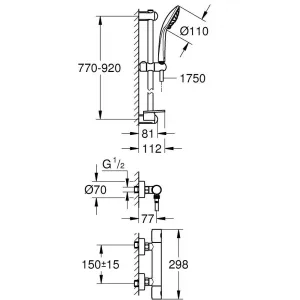 Термостат для душа с душевым гарнитуром, GROHE Grohtherm 1000 Cosmopolitan M, хром, (34321002) Термостат для душа с душевым гарнитуром, GROHE Grohtherm 1000 Cosmopolitan M, хром, (34321002)