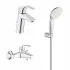 Готовый набор для ванной, GROHE Eurosmart, смесители для ванны и раковины, душевой набор, хром, (124470) Готовый набор для ванной, GROHE Eurosmart, смесители для ванны и раковины, душевой набор, хром, (124470)