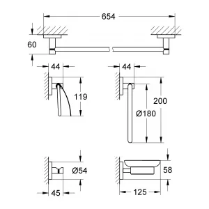 Набор аксессуаров GROHE Essentials (5 предметов), суперсталь (40344DC1) Набор аксессуаров GROHE Essentials (5 предметов), суперсталь (40344DC1)