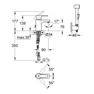 Смеситель для раковины GROHE Get с цепочкой и гигиеническим душем (23238000) Смеситель для раковины GROHE Get с цепочкой и гигиеническим душем (23238000)