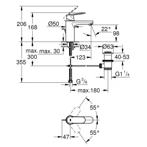 Смеситель для раковины GROHE Eurosmart Cosmopolitan с донным клапаном, средний излив, хром (2332500D) Смеситель для раковины GROHE Eurosmart Cosmopolitan с донным клапаном, средний излив, хром (2332500D)