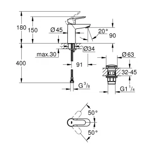 Смеситель для раковины GROHE Start Edge, хром (23580000) Смеситель для раковины GROHE Start Edge, хром (23580000)