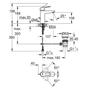 Смеситель для раковины GROHE Start Loop с донным клапаном, M-Size, хром (23778000) Смеситель для раковины GROHE Start Loop с донным клапаном, M-Size, хром (23778000)