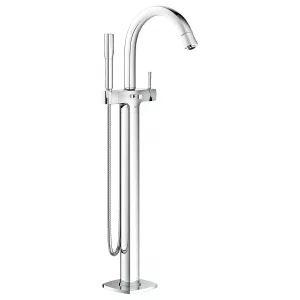 Смеситель для ванны GROHE Grandera с душевым гарнитуром, верхняя монтажная часть, напольный монтаж, хром (23318000) Смеситель для ванны GROHE Grandera с душевым гарнитуром, верхняя монтажная часть, напольный монтаж, хром (23318000)