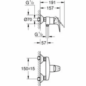 Смеситель для душа GROHE BauFlow, хром (23755000) Смеситель для душа GROHE BauFlow, хром (23755000)