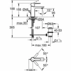 Смеситель для раковины GROHE Lineare с донным клапаном, суперсталь (32109DC1) Смеситель для раковины GROHE Lineare с донным клапаном, суперсталь (32109DC1)