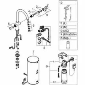 Комплект для кухни GROHE Red Duo с C-образным смесителем, бойлером L-Size и фильтром, хром (30079001) Комплект для кухни GROHE Red Duo с C-образным смесителем, бойлером L-Size и фильтром, хром (30079001)