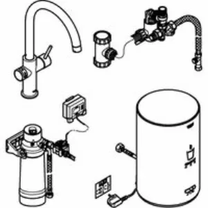 Комплект для кухни GROHE Red Duo с C-образным смесителем, бойлером M-Size и фильтром, хром (30083001) Комплект для кухни GROHE Red Duo с C-образным смесителем, бойлером M-Size и фильтром, хром (30083001)