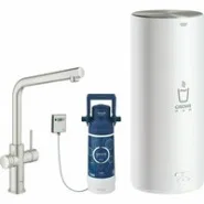 Комплект для кухни GROHE Red Duo с L-образным смесителем, бойлером L-Size и фильтром, суперсталь (30325DC1)