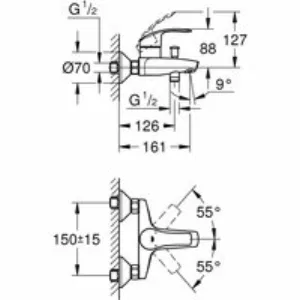 Готовый комплект для ванной комнаты GROHE Eurosmart, хром (NB0042) Готовый комплект для ванной комнаты GROHE Eurosmart, хром (NB0042)