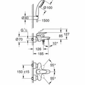 Смеситель для ванны GROHE Eurostyle Solid с душевым гарнитуром, хром (2372930A) Смеситель для ванны GROHE Eurostyle Solid с душевым гарнитуром, хром (2372930A)