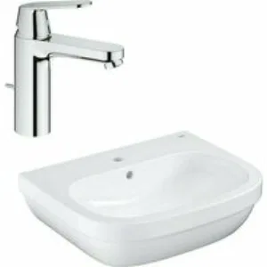 Раковина GROHE Euro Ceramic + Смеситель для раковины GROHE Eurosmart Cosmopolitan с донным клапаном (NC0004) Раковина GROHE Euro Ceramic + Смеситель для раковины GROHE Eurosmart Cosmopolitan с донным клапаном (NC0004)
