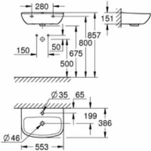 Раковина GROHE Bau Ceramic 55 см, альпин-белый (39440000) Раковина GROHE Bau Ceramic 55 см, альпин-белый (39440000)
