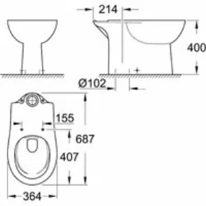 Унитаз напольный безободковый GROHE Bau Ceramic, вертикальный выпуск (без бачка и сиденья), альпин-белый (39429000) Унитаз напольный безободковый GROHE Bau Ceramic, вертикальный выпуск (без бачка и сиденья), альпин-белый (39429000)