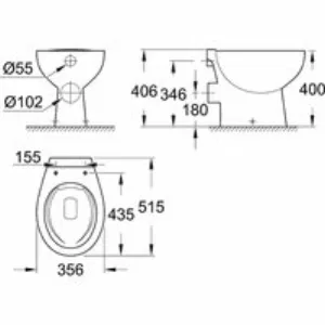 Унитаз напольный безободковый GROHE Bau Ceramic горизонтальный выпуск (без сиденья), альпин-белый (39430000) Унитаз напольный безободковый GROHE Bau Ceramic горизонтальный выпуск (без сиденья), альпин-белый (39430000)