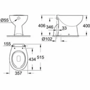 Унитаз напольный GROHE Bau Ceramic, выпуск в пол (без сиденья), НЕ подходит для бачков на унитаз, альпин-белый (39431000) Унитаз напольный GROHE Bau Ceramic, выпуск в пол (без сиденья), НЕ подходит для бачков на унитаз, альпин-белый (39431000)