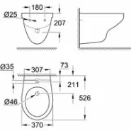 Биде подвесное GROHE Bau Ceramic, альпин-белый (39433000)