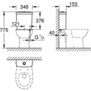 Смывной бачок для унитаза GROHE Bau Ceramic, альпин-белый (39436000) Смывной бачок для унитаза GROHE Bau Ceramic, альпин-белый (39436000)