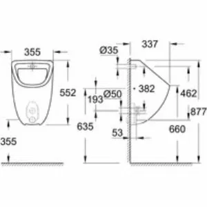 Писсуар GROHE Bau Ceramic, скрытый монтаж, альпин-белый (39438000) Писсуар GROHE Bau Ceramic, скрытый монтаж, альпин-белый (39438000)
