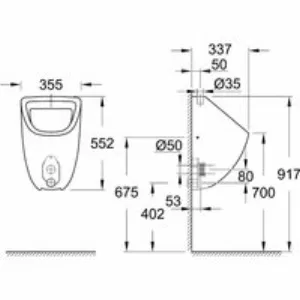 Писсуар GROHE Bau Ceramic, верхний подвод, альпин-белый (39439000) Писсуар GROHE Bau Ceramic, верхний подвод, альпин-белый (39439000)