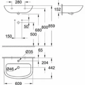Раковина GROHE Bau Ceramic 60 см, альпин-белый (39421000) Раковина GROHE Bau Ceramic 60 см, альпин-белый (39421000)