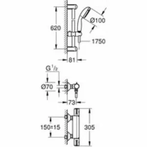 Термостат для душа GROHE Grohtherm 800 с душевым гарнитуром, хром (34565001) Термостат для душа GROHE Grohtherm 800 с душевым гарнитуром, хром (34565001)