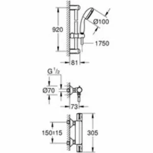 Термостат для душа GROHE Grohtherm 800 с душевым гарнитуром, хром (34566001) Термостат для душа GROHE Grohtherm 800 с душевым гарнитуром, хром (34566001)