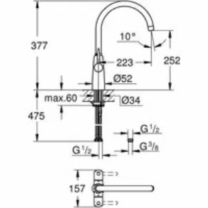 Смеситель для кухонной мойки GROHE Ambi двухвентильный, высокий излив, хром (30189000) Смеситель для кухонной мойки GROHE Ambi двухвентильный, высокий излив, хром (30189000)