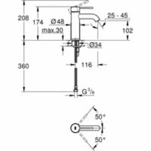 Смеситель для раковины GROHE Essence S-Size II, суперсталь (23590DC1) Смеситель для раковины GROHE Essence S-Size II, суперсталь (23590DC1)
