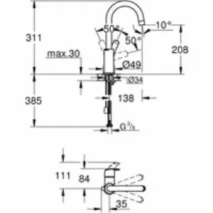 Смеситель для раковины GROHE Eurosmart, L-size, хром (23743002) Смеситель для раковины GROHE Eurosmart, L-size, хром (23743002)