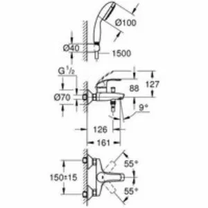 Смеситель для ванны GROHE Eurosmart, хром (3330220A) Смеситель для ванны GROHE Eurosmart, хром (3330220A)