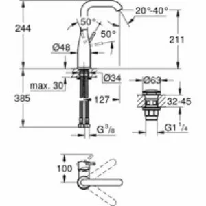 Смеситель для раковины GROHE Essence с нажимным донным клапаном, L-Size, хром (23799001) Смеситель для раковины GROHE Essence с нажимным донным клапаном, L-Size, хром (23799001)