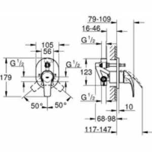 Смеситель для ванны GROHE BauCurve в комплекте с монтажной частью, хром (29043000) Смеситель для ванны GROHE BauCurve в комплекте с монтажной частью, хром (29043000)