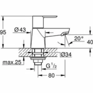 Кран для раковины GROHE BauEdge, без функции смешивания, хром (20421000) Кран для раковины GROHE BauEdge, без функции смешивания, хром (20421000)