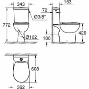 Готовый комплект напольного унитаза GROHE Bau Ceramic, альпин-белый (39347000) Готовый комплект напольного унитаза GROHE Bau Ceramic, альпин-белый (39347000)